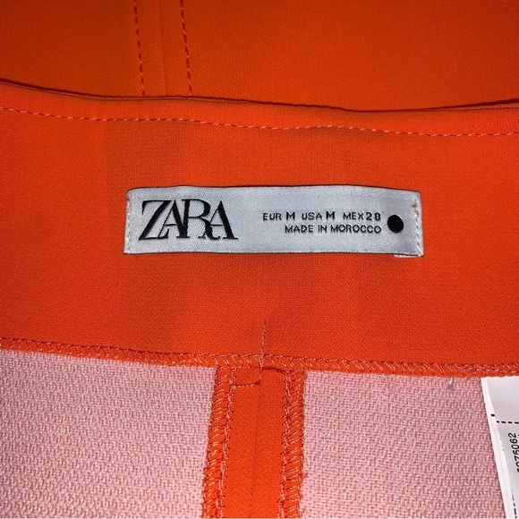 Zara Mini Skirt Women's Size Medium Bright Orange High-Waisted Flare - Picture 11 of 13